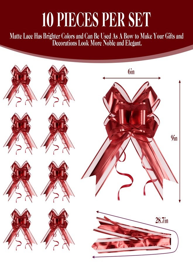 Sokfone Red Large Pull Bows for Gift Wrapping, 10 PCS 6-Inch Gift Bows Bulk with Instant Pull Design for Party Wedding Ribbon Bows, Wrapping Boxes or Flower Decorations, Gift Decorations - Image 3