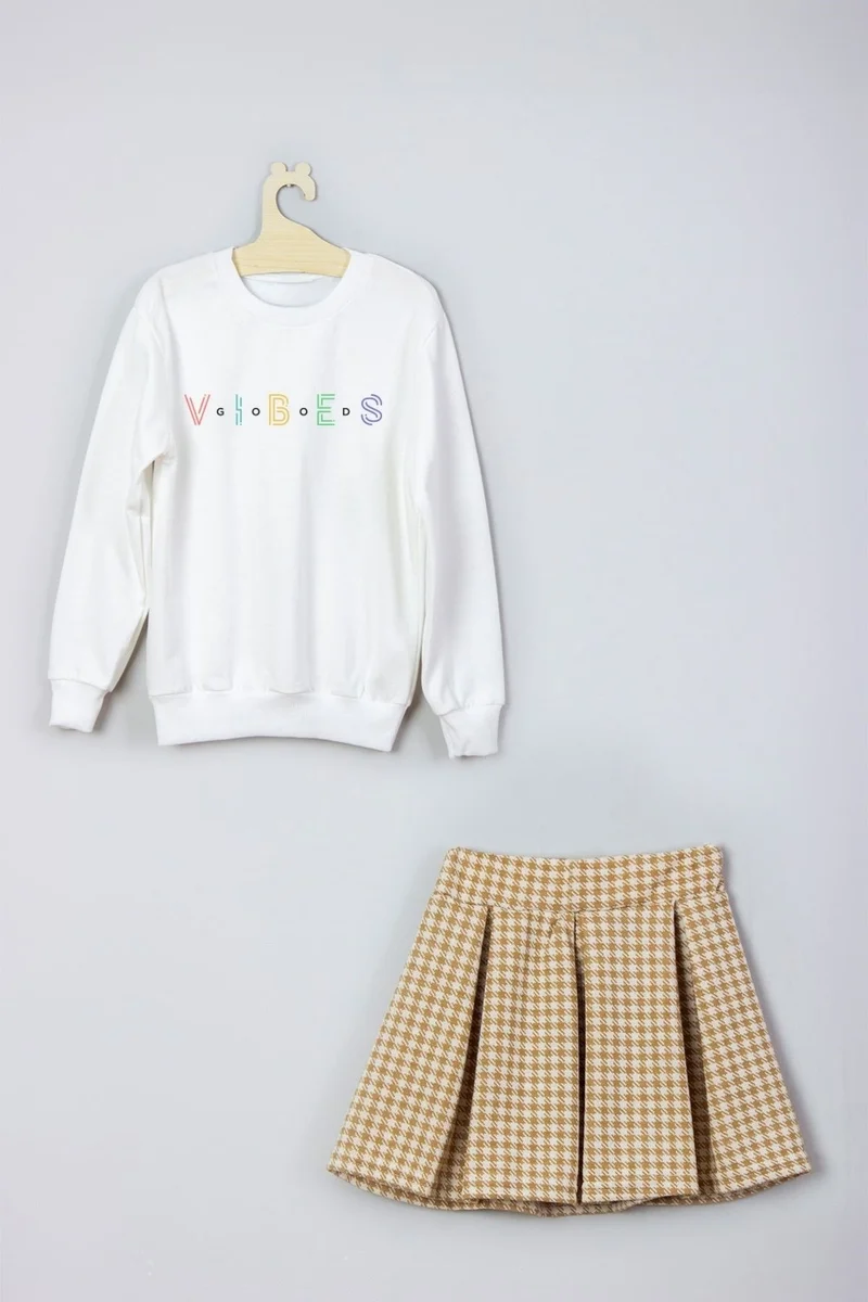Ada Bebek Çocuk Ada Baby Kids New Season Vibes Printed Skirt Sweat Suit