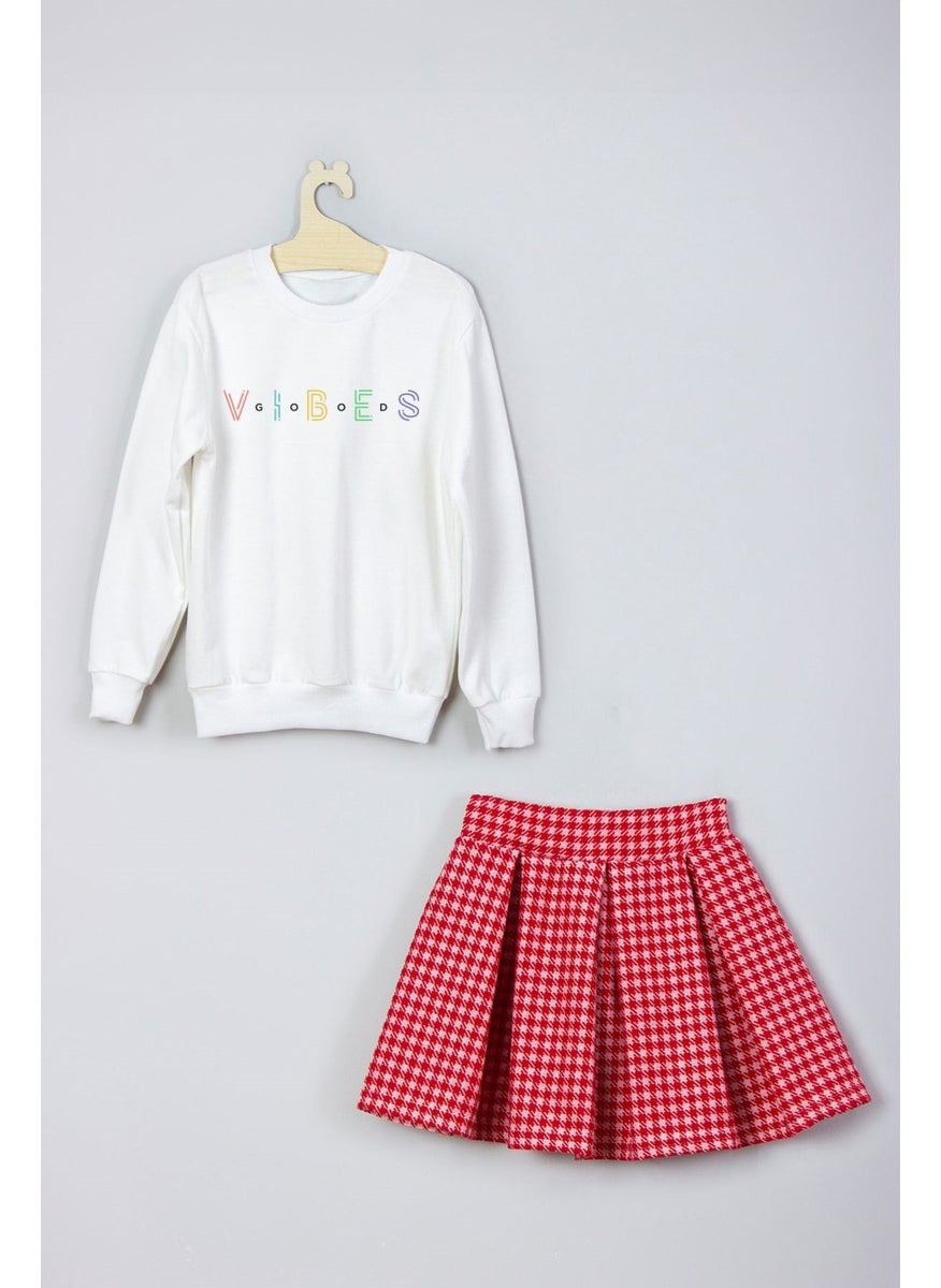 Ada Bebek Çocuk - Ada Baby Kids New Season Vibes Printed Skirt Sweat Suit - Image 1