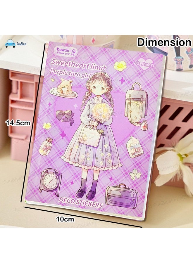 فنبلاست كتاب ملصقات فن بلاست كاواي - ٢٠ ورقة/٤٠٠ ملصق، ملصقات زخرفية على الطراز الياباني، ملصقات كاواي ذاتية اللصق، ملصقات بطابع كرتوني للفتيات (أرجواني) - Image 2