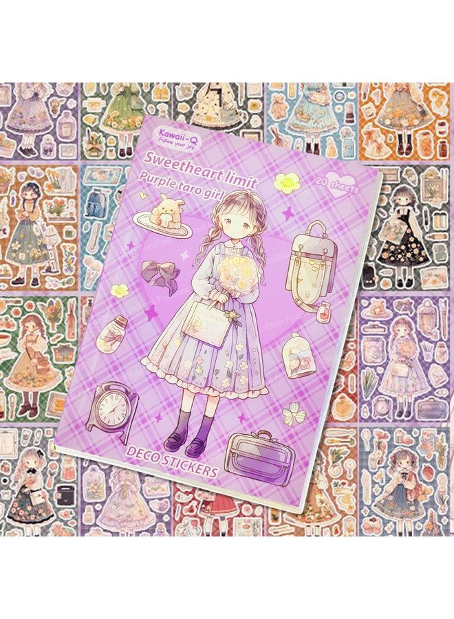 فنبلاست كتاب ملصقات فن بلاست كاواي - ٢٠ ورقة/٤٠٠ ملصق، ملصقات زخرفية على الطراز الياباني، ملصقات كاواي ذاتية اللصق، ملصقات بطابع كرتوني للفتيات (أرجواني) - Image 1