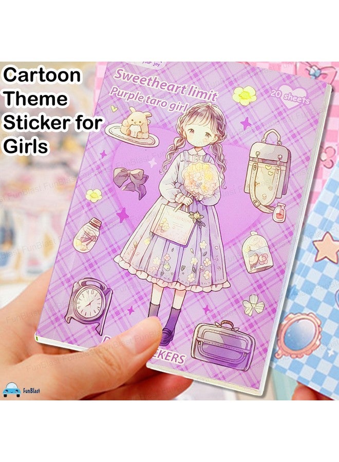 فنبلاست كتاب ملصقات فن بلاست كاواي - ٢٠ ورقة/٤٠٠ ملصق، ملصقات زخرفية على الطراز الياباني، ملصقات كاواي ذاتية اللصق، ملصقات بطابع كرتوني للفتيات (أرجواني) - Image 3