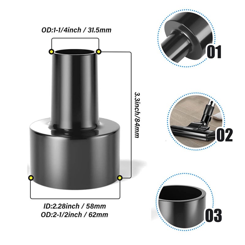 GEBDSM 12 Pcs Universal Vacuum Attachments for Shop Vac Accessories, 1 1/4" to 2 1/2" Vacuum Cleaning Tools Kit, Dirt Remover for Home Air Vents Corner Pets Drawer Car Dusty Vacuum Brush Attachment - Image 5