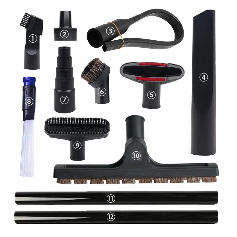 GEBDSM 12 Pcs Universal Vacuum Attachments for Shop Vac Accessories, 1 1/4" to 2 1/2" Vacuum Cleaning Tools Kit, Dirt Remover for Home Air Vents Corner Pets Drawer Car Dusty Vacuum Brush Attachment - Image 1