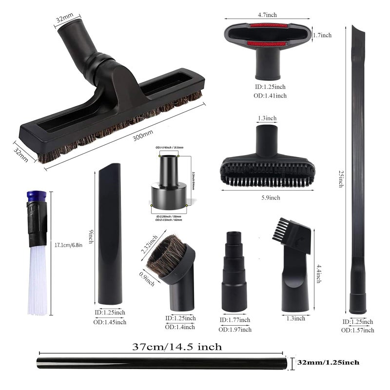 GEBDSM 12 Pcs Universal Vacuum Attachments for Shop Vac Accessories, 1 1/4" to 2 1/2" Vacuum Cleaning Tools Kit, Dirt Remover for Home Air Vents Corner Pets Drawer Car Dusty Vacuum Brush Attachment - Image 2