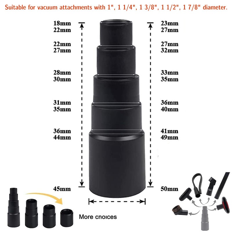 GEBDSM 12 Pcs Universal Vacuum Attachments for Shop Vac Accessories, 1 1/4" to 2 1/2" Vacuum Cleaning Tools Kit, Dirt Remover for Home Air Vents Corner Pets Drawer Car Dusty Vacuum Brush Attachment - Image 3