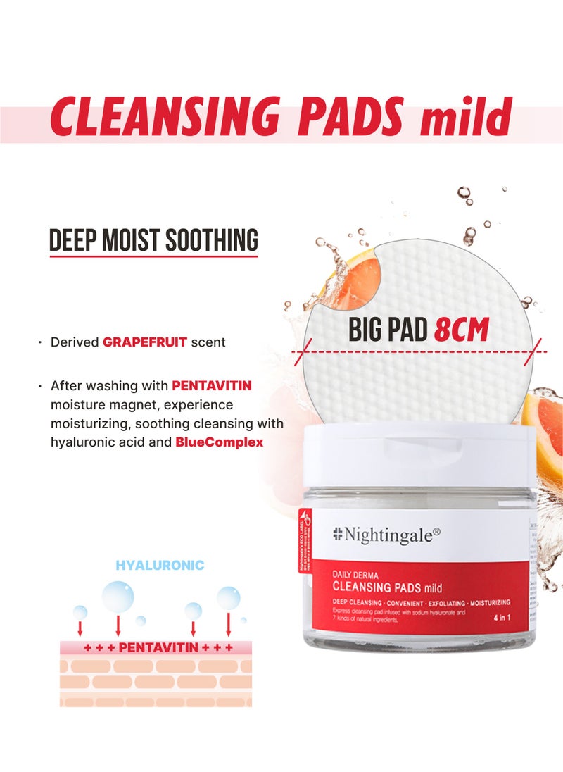 nightingale Korean Derma Cleansing Pads 70 Pcs - Hydrating Makeup Remover with Hyaluronic Acidith Hyaluronic Acid  - Image 3