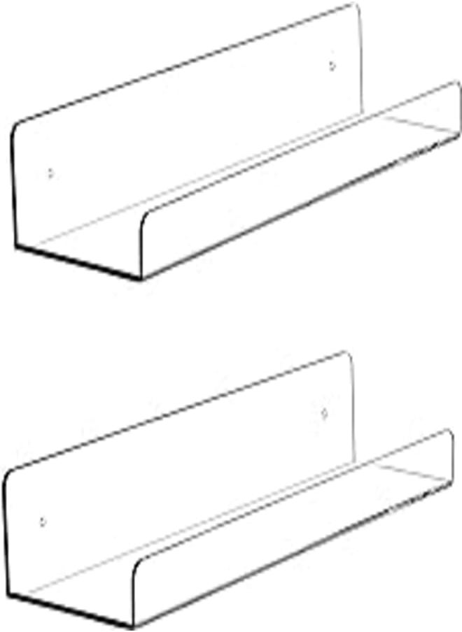 Cq acrylic Cq acrylic Floating Shelves for Wall Mounted,2 Pack 15" Hanging Clear Wall Shelf Room Decor for Kid Bookshelf/Figures/Photo/Makeup/vinyl Record/Figures/Picture/Funko Pop Wall Storage and Organization 