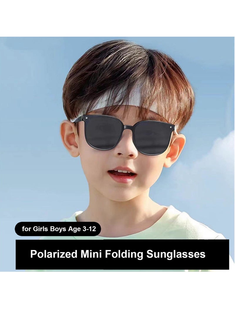 Splendors 2 Pieces Portable Polarized Folding Sunglasses UV Protection For Children Kids With Storage Case Glasses Foldable Glasses For Boys Girls Ultra-light Frame Eyewear Age 3-12  - Image 2