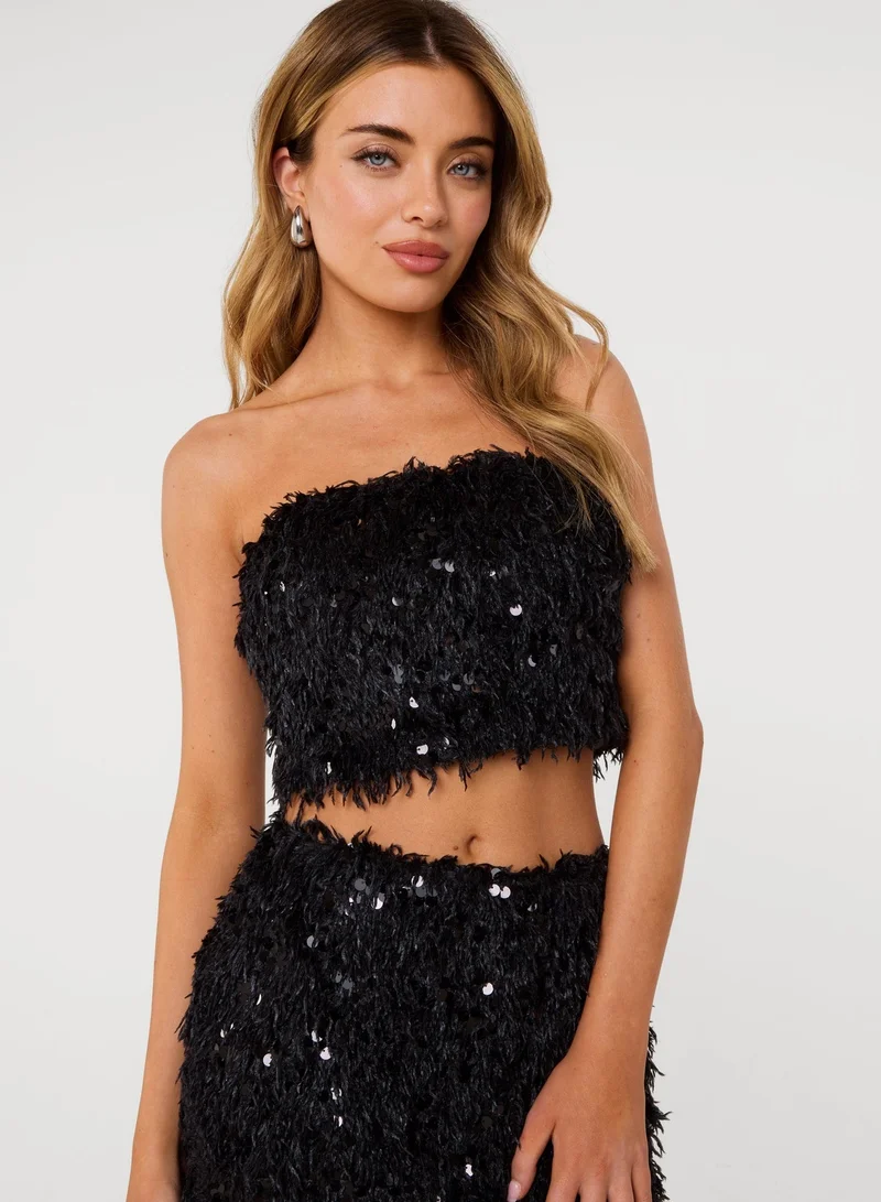 Pink Vanilla  Feather Sequin Bandeau Top for Women | Best Price UAE