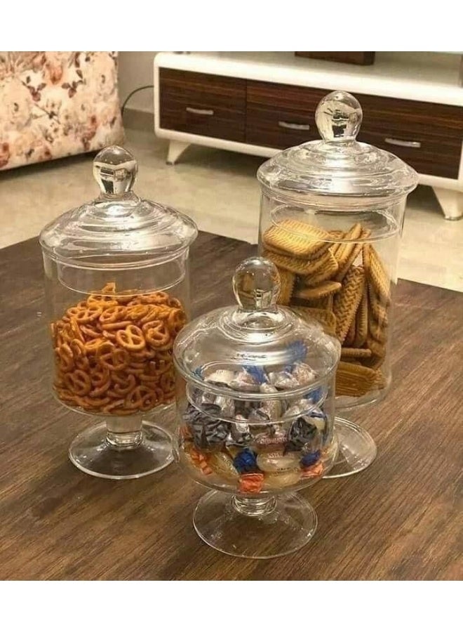 Glass Apothecary Jars Set, Decorative Storage Containers with Lids, 3 Pieces - Image 4