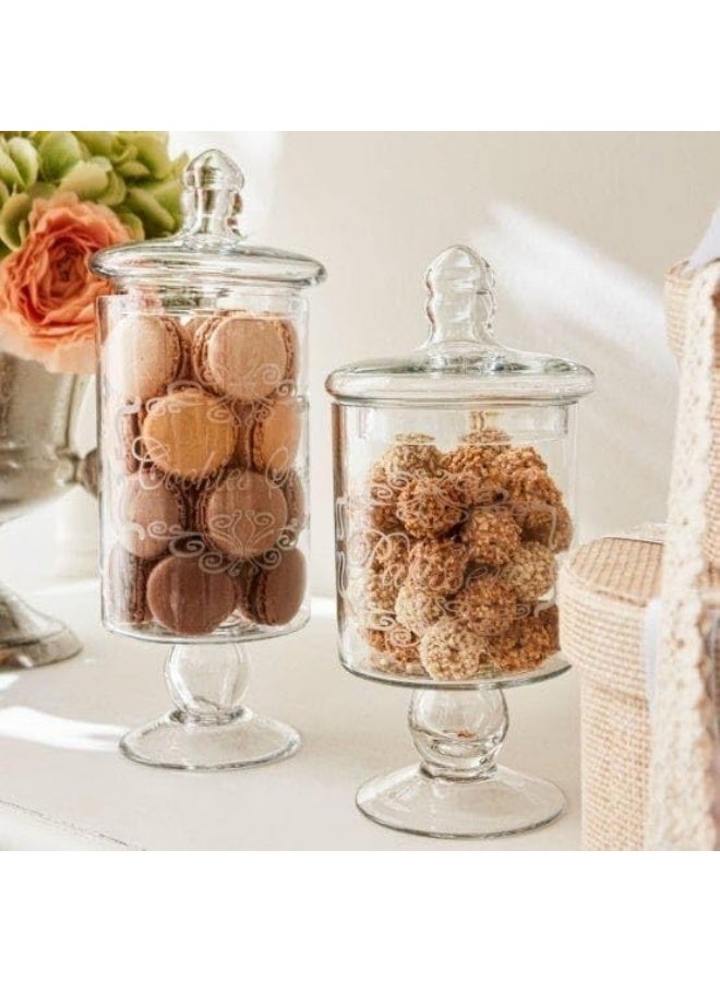 Glass Apothecary Jars Set, Decorative Storage Containers with Lids, 3 Pieces - Image 2