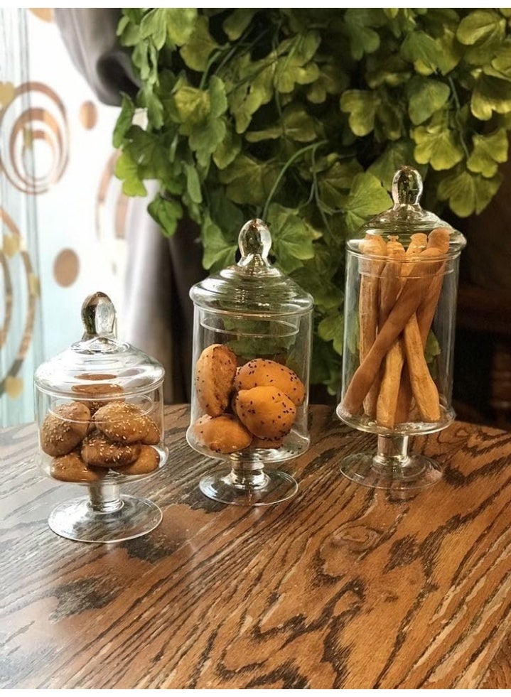 Glass Apothecary Jars Set, Decorative Storage Containers with Lids, 3 Pieces - Image 5