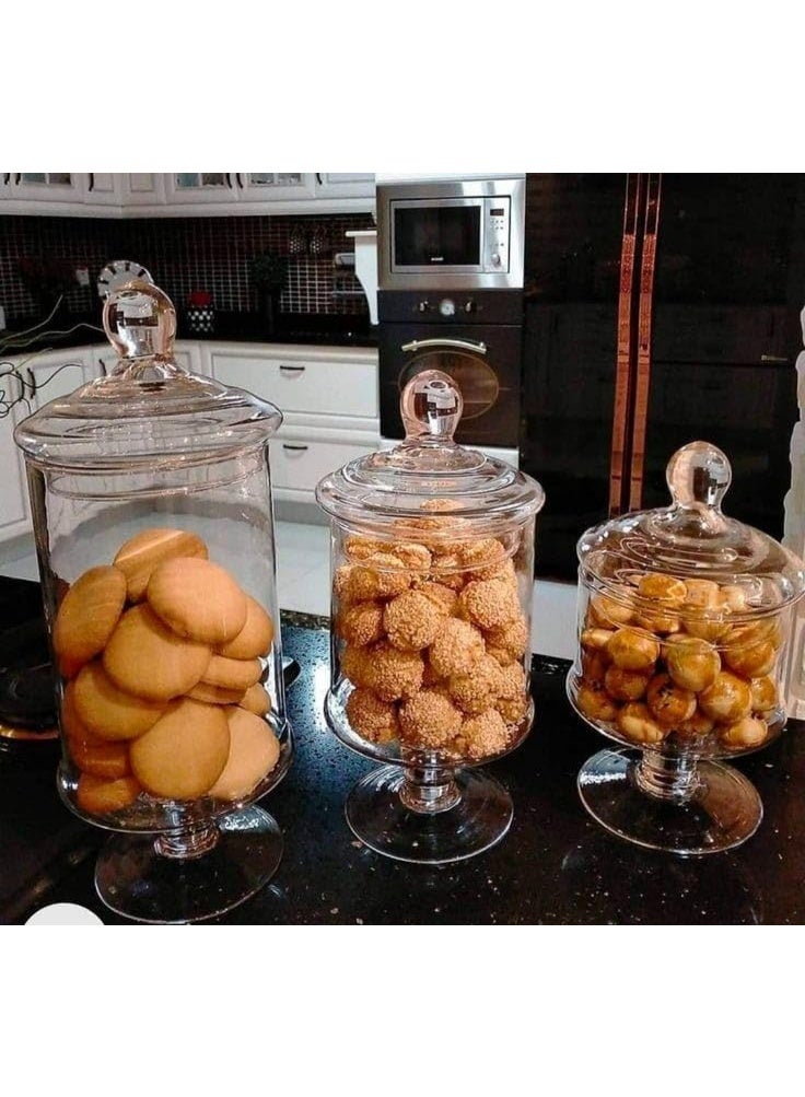 Glass Apothecary Jars Set, Decorative Storage Containers with Lids, 3 Pieces - Image 3