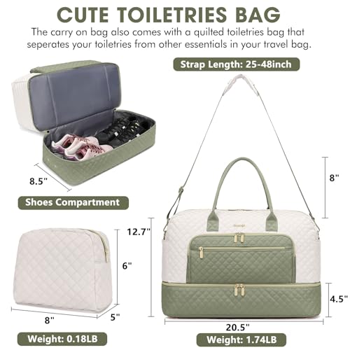 LUOCIP Travel Duffle Bag Weekender for Women - Carry-On Overnight Bag Personal Item Bag with Shoe Compartment & Wet Pocket Large Weekend Tote Bags with Toiletry Bag Hospital Bags for Labor and Delivery - Image 2