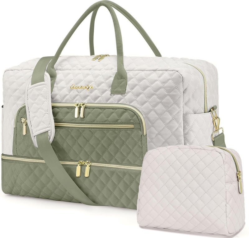 LUOCIP Travel Duffle Bag Weekender for Women - Carry-On Overnight Bag Personal Item Bag with Shoe Compartment & Wet Pocket Large Weekend Tote Bags with Toiletry Bag Hospital Bags for Labor and Delivery - Image 1