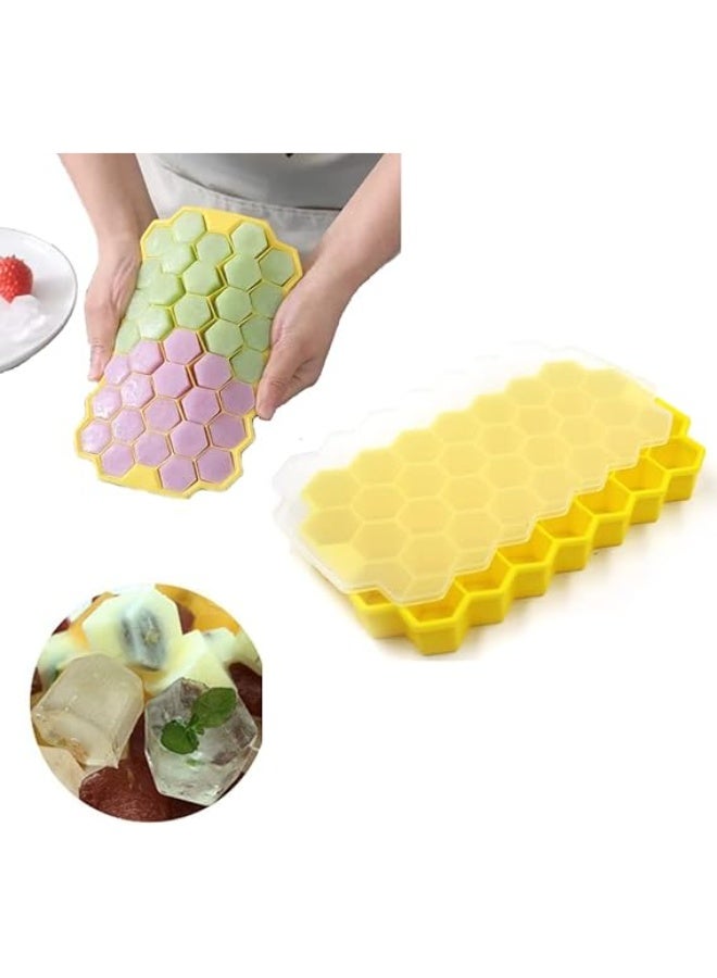 37-Cube Yellow Silicone Ice Cube Tray – Flexible Stackable Freezer Ice Mold with Easy Release Design - Image 1