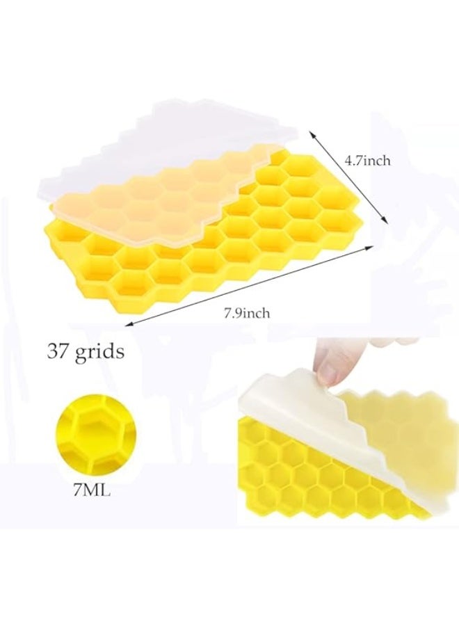 37-Cube Yellow Silicone Ice Cube Tray – Flexible Stackable Freezer Ice Mold with Easy Release Design - Image 2