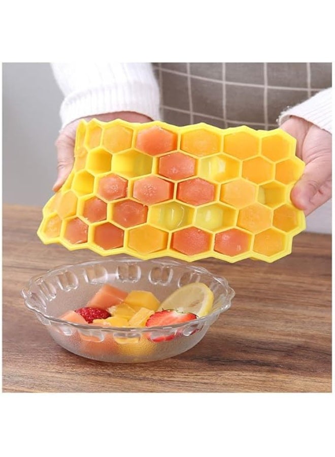 37-Cube Yellow Silicone Ice Cube Tray – Flexible Stackable Freezer Ice Mold with Easy Release Design - Image 3