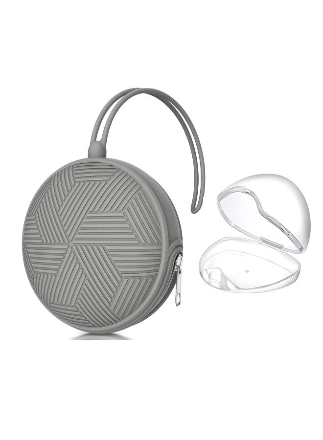 Smlpuame Pacifier Holder Case,BPA Free Portable Pacifier Storage Container,Silicone Baby Pacifier Cover Pouch for Diaper Bag Stroller,Travel Outdoor Activities,Easy to Clean(Grey) - Image 1