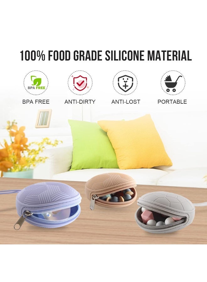 Smlpuame Pacifier Holder Case,BPA Free Portable Pacifier Storage Container,Silicone Baby Pacifier Cover Pouch for Diaper Bag Stroller,Travel Outdoor Activities,Easy to Clean(Grey) - Image 3