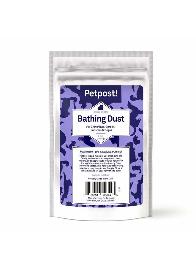 Petpost Chinchilla Bath Dust for Small Animals - Natural, Pure Cleansing Pumice Sand for Cleaning Degus, Hamsters, & Gerbil (1.13 kg) - Image 1