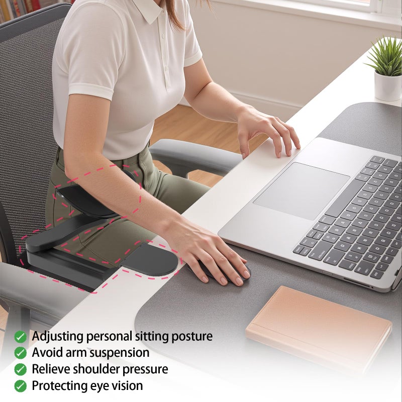 VibeNest Ergonomic Arm/Elbow Rest for Desk - Foldable Rotatable Elbow Support for Computer Desk, Office & Gaming Comfort (White) - Image 5