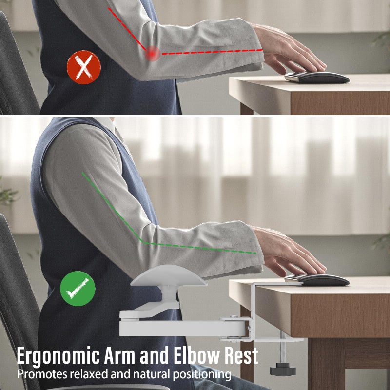 VibeNest Ergonomic Arm/Elbow Rest for Desk - Foldable Rotatable Elbow Support for Computer Desk, Office & Gaming Comfort (White) - Image 2