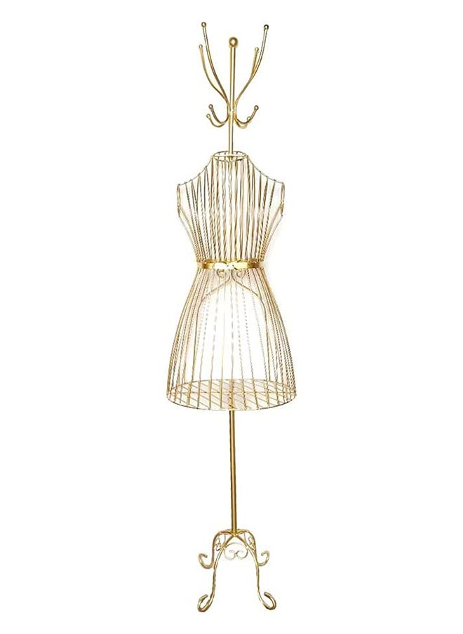 HOME TASTE - Hometaste Tailors Dummy Mannequins Female Mannequin Torso Body Metal Wire Frame Dress Jewelry Display Mannequin Sewing Female Mannequin (Gold Mannequin With Hanger) - Image 1