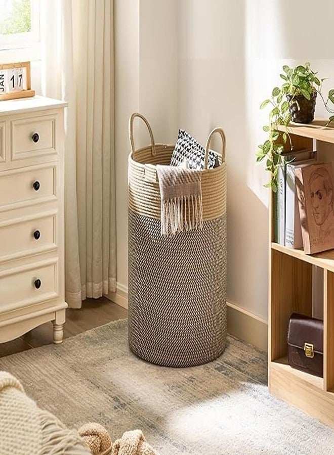 RUGSZONE Sleepy Laundry Hamper Basket,Baby Nursery Woven Storage Basket for Toys Bin,Pillows,Blankets,) ((Dark&Brown), (size,15 x 12 inch)) - Image 2