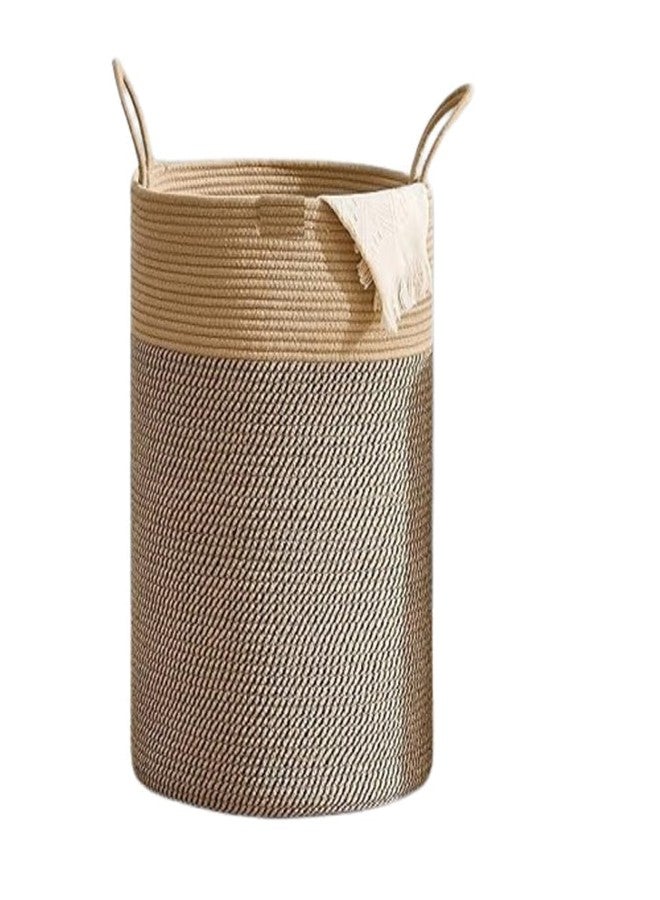 RUGSZONE Sleepy Laundry Hamper Basket,Baby Nursery Woven Storage Basket for Toys Bin,Pillows,Blankets,) ((Dark&Brown), (size,15 x 12 inch)) - Image 1