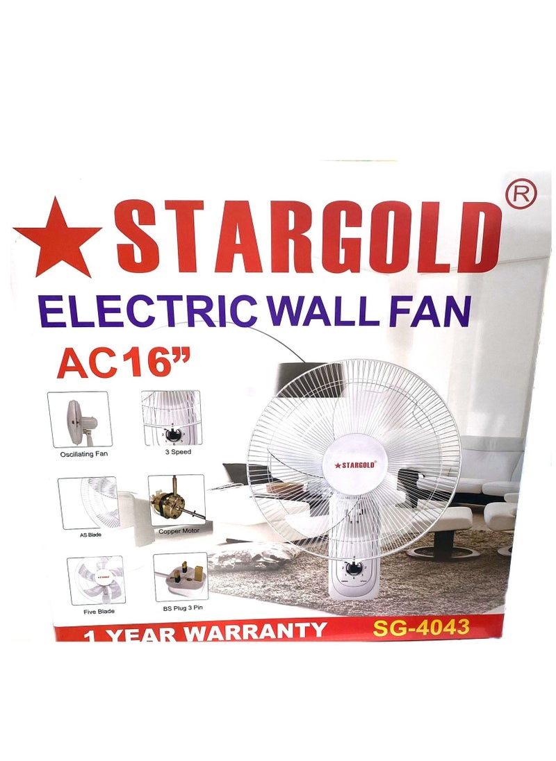 Stargold Electric Wall Fan AC 16 inches SG-4043  - Image 2