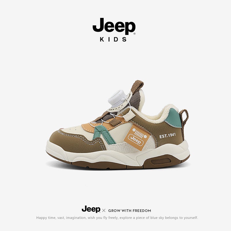 Jeep Kidsren'S Winter Lightweight Cotton Shoes Girls Non-Slip Baby Shoes Boys Fleece-Lined Sports Shoes Kidsren - Image 1