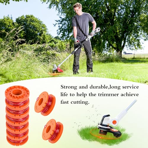 YMHB Trimmer Spool Line for Worx,12 Pack WA0010 Edger Spools Replacement for Worx, Trimmer Line Refills 0.065 inch for Worx, Suitable for Worx String Trimmers(10 Grass Trimmer Line, 2 Trimmer Cap) - Image 5