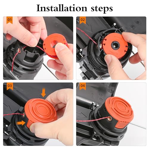 YMHB Trimmer Spool Line for Worx,12 Pack WA0010 Edger Spools Replacement for Worx, Trimmer Line Refills 0.065 inch for Worx, Suitable for Worx String Trimmers(10 Grass Trimmer Line, 2 Trimmer Cap) - Image 3