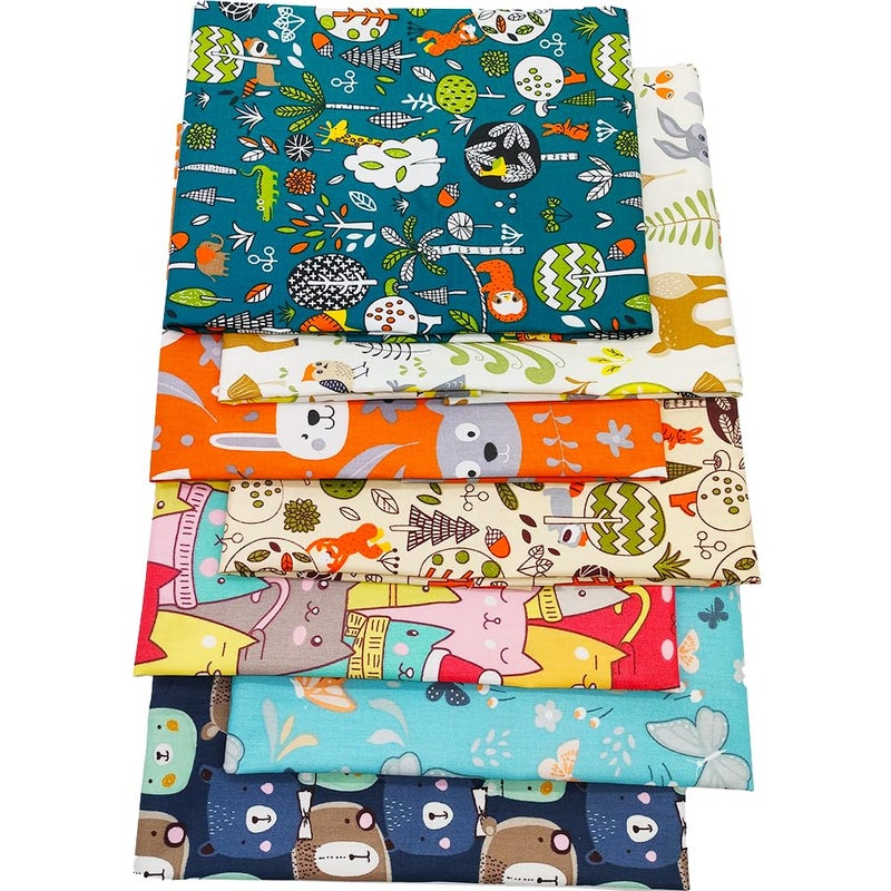 QiMicody Fat Quarters Fabric Bundles, 7 Pcs 100% Cotton 19.69â€ x 19.69â€ (50cmx50cm) Precut Quilting Fabric Squares Sheets for DIY Patchwork Sewing Quilting Crafting, No Repeat Design (Cat Pattern) - Image 2