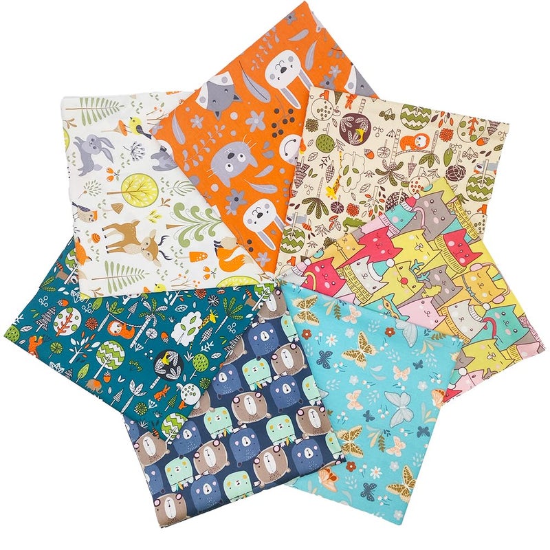 QiMicody Fat Quarters Fabric Bundles, 7 Pcs 100% Cotton 19.69â€ x 19.69â€ (50cmx50cm) Precut Quilting Fabric Squares Sheets for DIY Patchwork Sewing Quilting Crafting, No Repeat Design (Cat Pattern) - Image 4