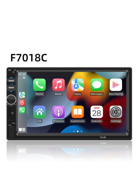 Double Din Car Stereo, 7 Inch Car MP5 Player, 2 Din HD Touch Screen FM Radio Audio Receiver, carplay screen with loop recording, wifi, mobile phone connection, parking monitoring, (F7018C)