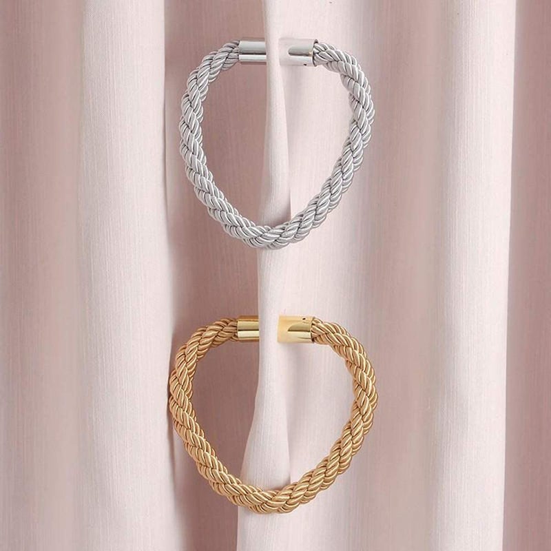 Kunya Magnetic Curtain Tie Backs Clips Curtain Buckles Holdbacks Binding Weaving Tie Band 2 Pieces for Home Office Decorative MediumRandom Color - Image 5