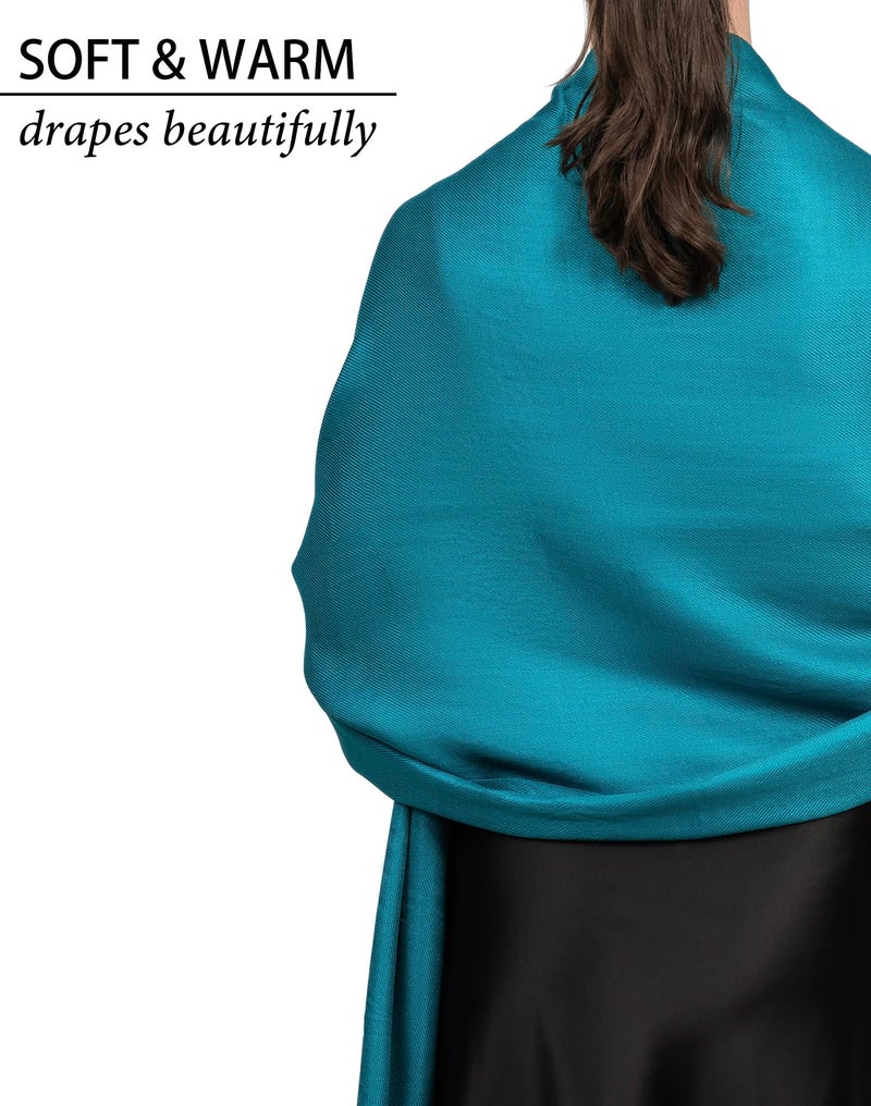Achillea Soft Silky Pashmina Scarf for Women â€“ Shawl Wrap for Evening Dresses, Bridesmaids, Weddings & Everyday Wear (Teal) - Image 4