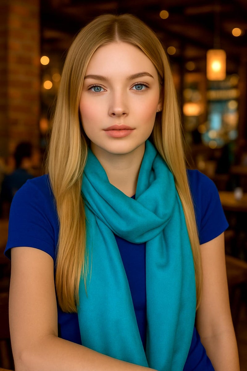 Achillea Soft Silky Pashmina Scarf for Women â€“ Shawl Wrap for Evening Dresses, Bridesmaids, Weddings & Everyday Wear (Teal) - Image 2