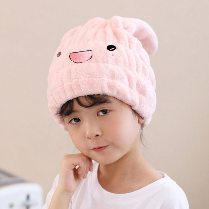 Quick Dry Hair Towel Wrap Cap With Super Absorbent Microfiber Bunny Ears Light Pink - Image 5