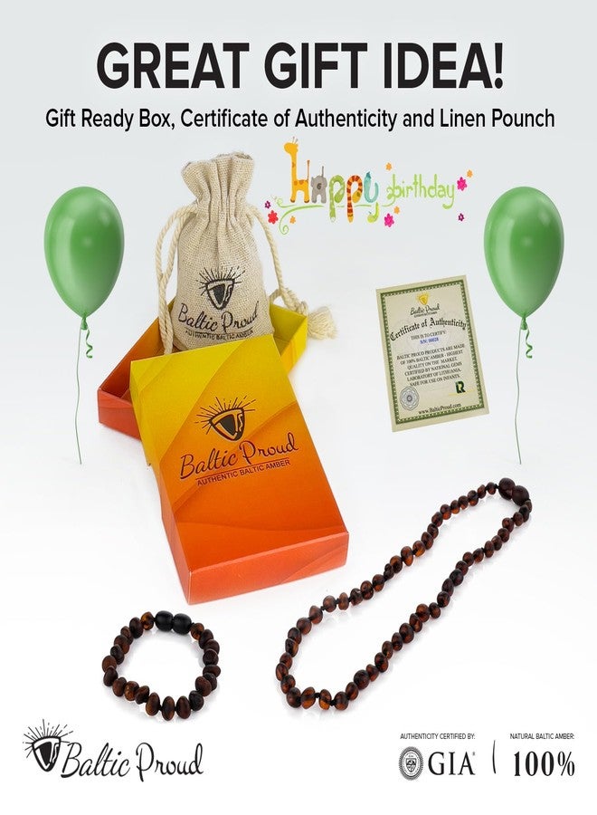 Baltic Proud Amber Necklace and Bracelet Gift Set (Unisex Cherry Raw 12.5 Inches/5.5 Inches) - Certified Premium Quality Raw Baltic Sea Amber - Image 4