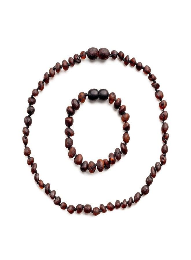 Baltic Proud Amber Necklace and Bracelet Gift Set (Unisex Cherry Raw 12.5 Inches/5.5 Inches) - Certified Premium Quality Raw Baltic Sea Amber - Image 3