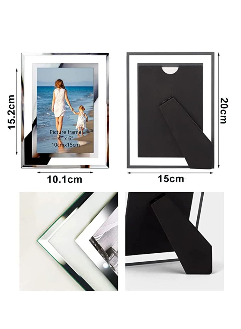 موثوقية التنبؤ إطار صور، إطار صور عصري 4×6، إطار صور للطاولة كهدية للأصدقاء، إطارات صور زجاجية فضية للعرض على الطاولة أو الحائط - Image 4