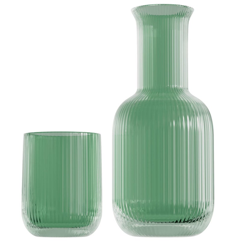 American Atelier American Atelier Bedside Water Carafe with Tumbler  28Ounce Pitcher and Matching Drinking Glass  Use Cup as a Lid for Carafe  For Guest Room Nightstand Office or Gift Green 