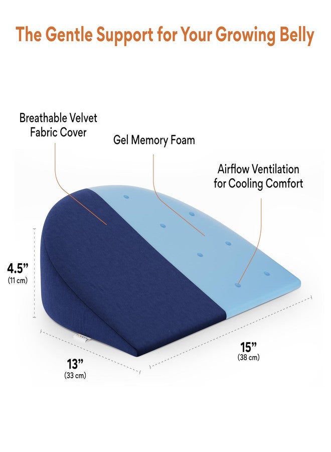FOVERA Pregnancy Pillow for Pregnant Women | Memory Foam Maternity Pillow Wedge for Supporting Belly, Back During Pregnancy - Provides Soft-Support to The Baby Bump (Navy Blue) - Image 4