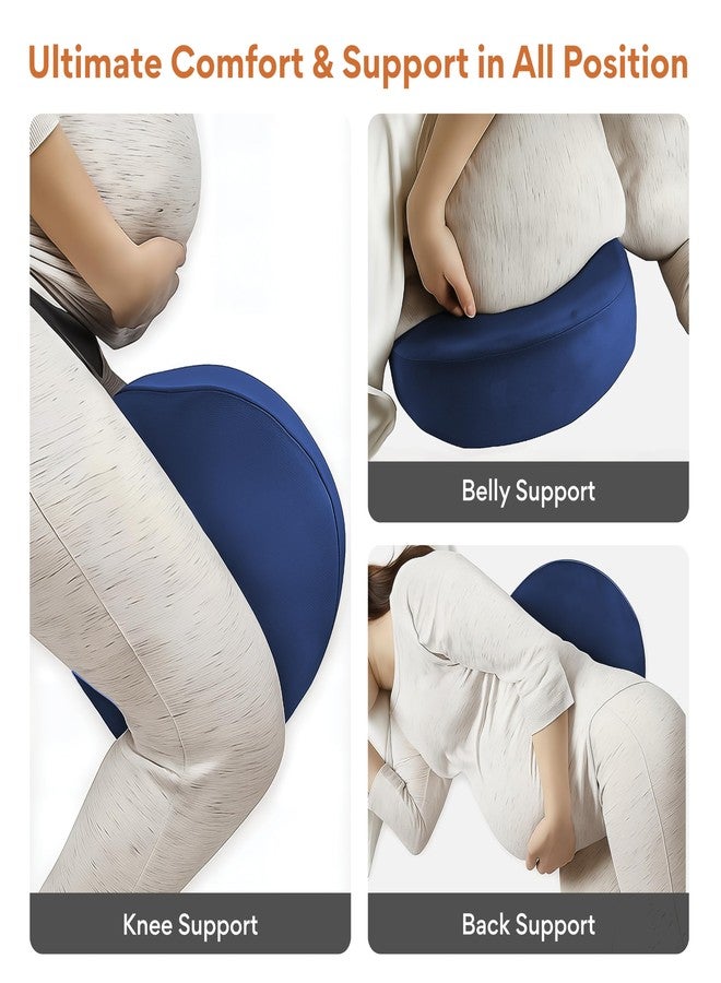 FOVERA Pregnancy Pillow for Pregnant Women | Memory Foam Maternity Pillow Wedge for Supporting Belly, Back During Pregnancy - Provides Soft-Support to The Baby Bump (Navy Blue) - Image 5