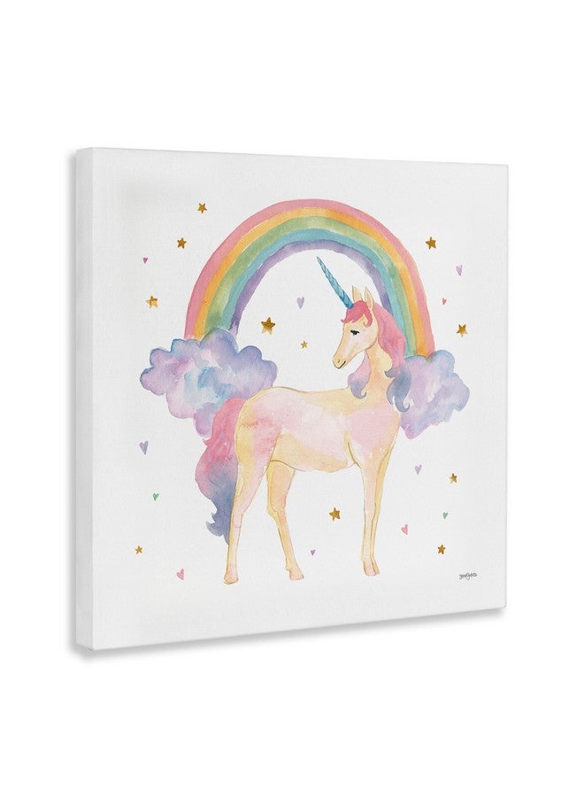 Stupell Industries The Kids Room by Stupell Cute Unicorn Kids Nursery Rainbow Watercolor Design Canvas Wall Art, 24x24, Multicolor - Image 3