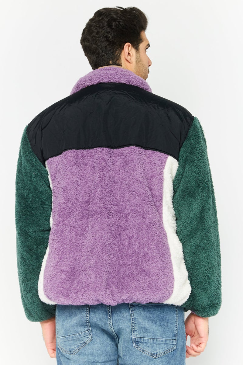 Gotcha Men Brand Logo Sherpa Jackets, Green - Image 4